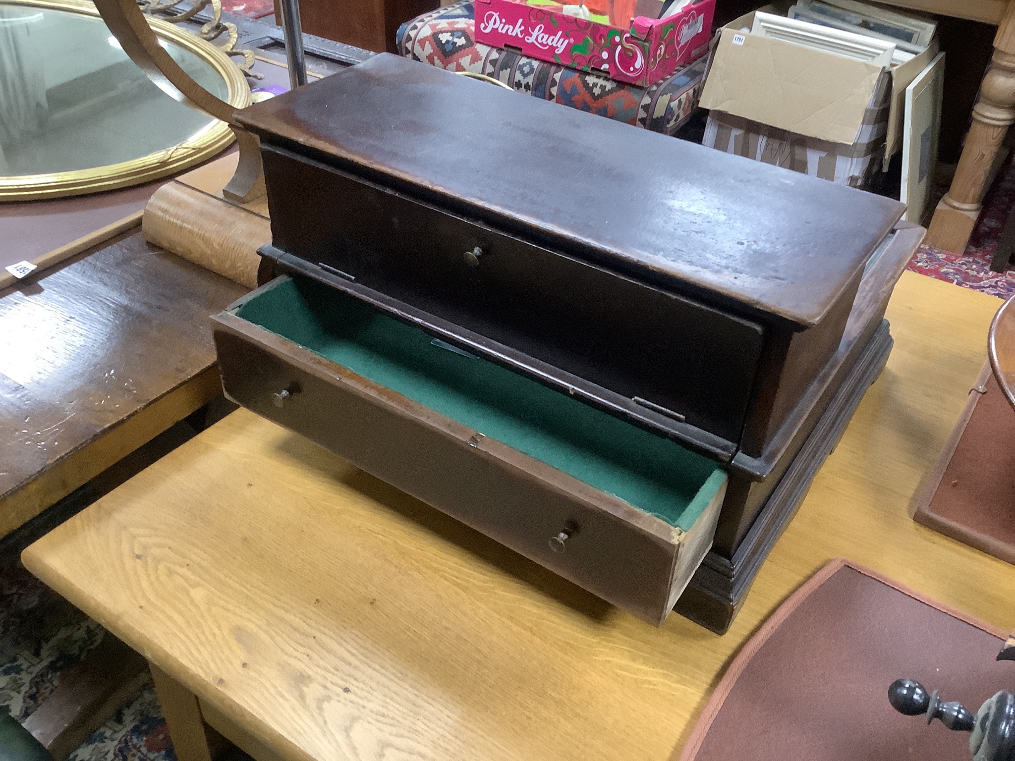 An Edwardian mahogany glazed top display cabinet, width 46cm